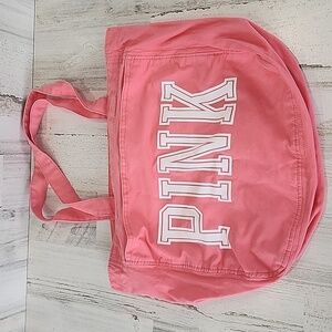 PINK Victoria's Secret coral zip tote beach overnight bag